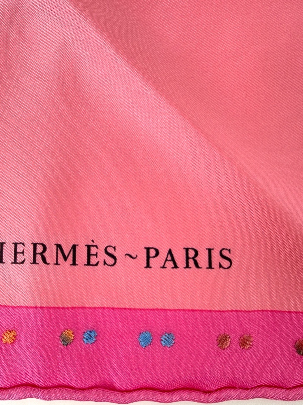 HERMES Robe Legere Embroidered Pink Blue Yellow Silk Square Scarf 45 - Picture 11 of 13